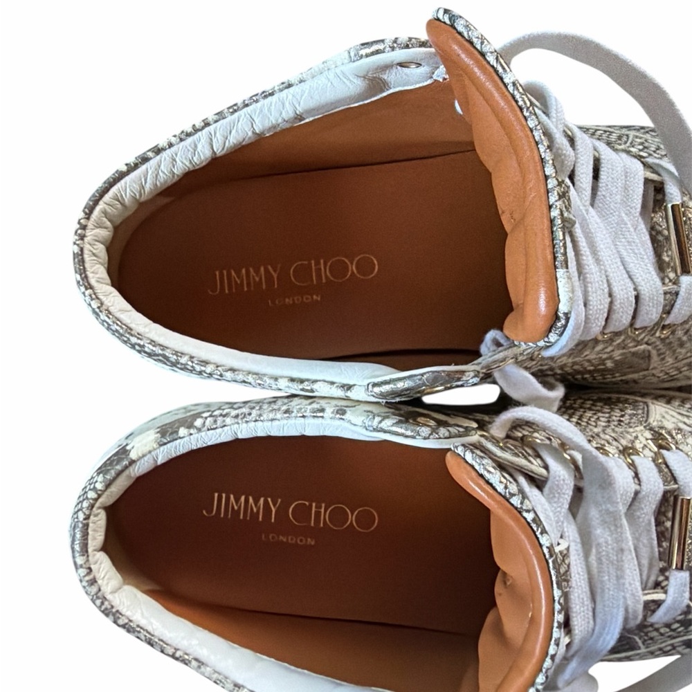 Jimmy Choo Metallic White Python Embossed Leather… - image 9